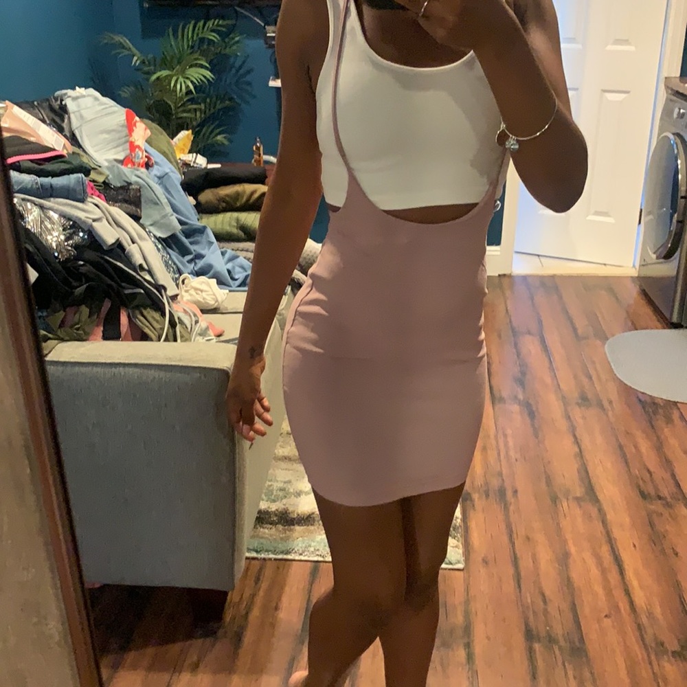 Blush suspender spandex skirt